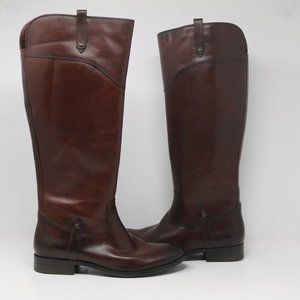 Frye Melissa Tab Tall Boots Red Wood Extended High